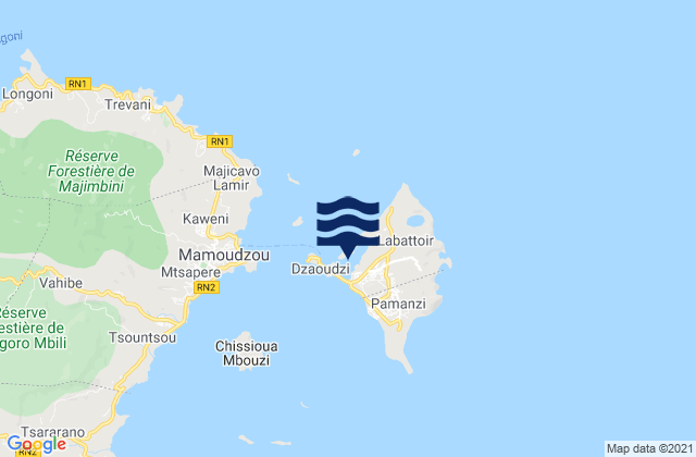 Karte der Gezeiten Zaudzi Ile Mayotte, French Southern Territories