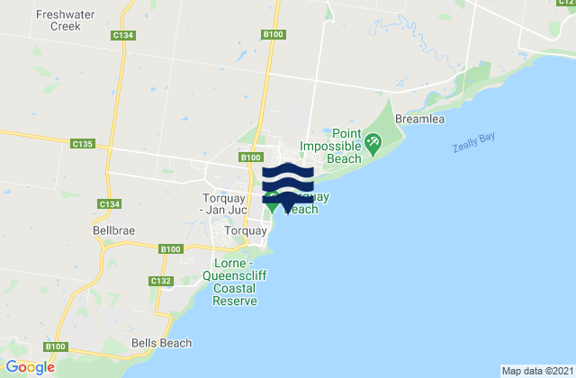Karte der Gezeiten Zeally Bay, Australia