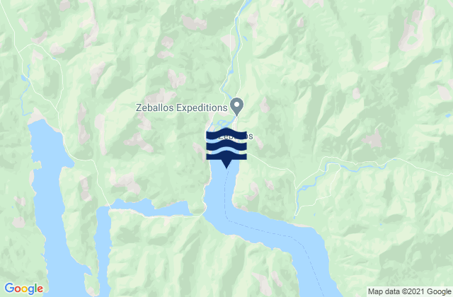 Karte der Gezeiten Zeballos, Canada