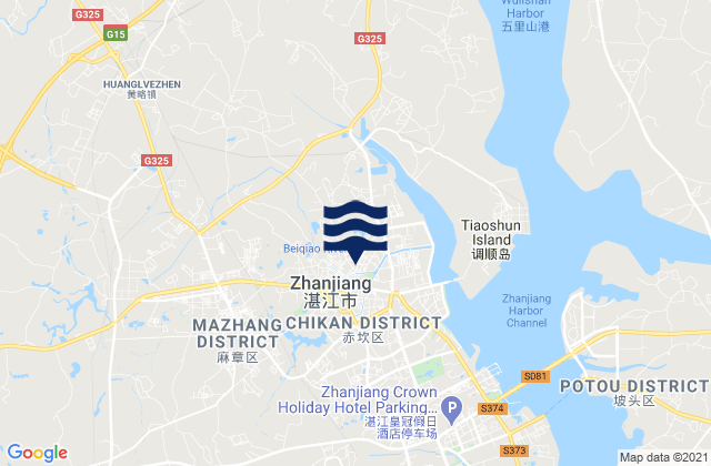 Karte der Gezeiten Zhanjiang, China