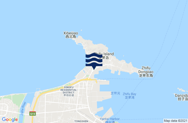 Karte der Gezeiten Zhifudao, China