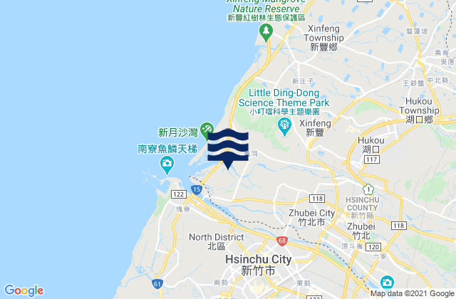 Karte der Gezeiten Zhubei, Taiwan