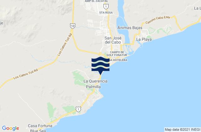 Karte der Gezeiten Zippers-Costa Azul, Mexico