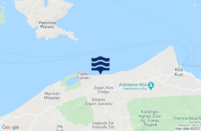 Karte der Gezeiten Zipári, Greece