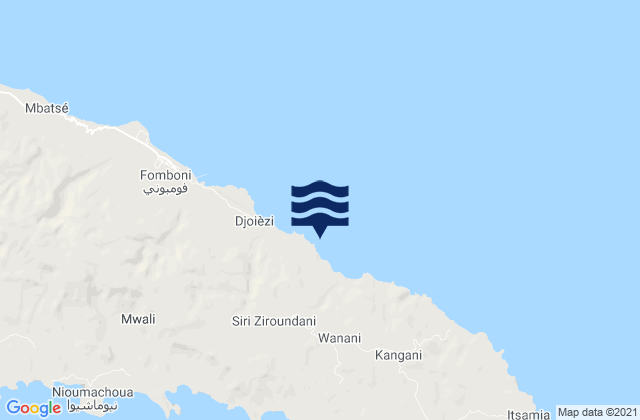 Karte der Gezeiten Ziroudani, Comoros
