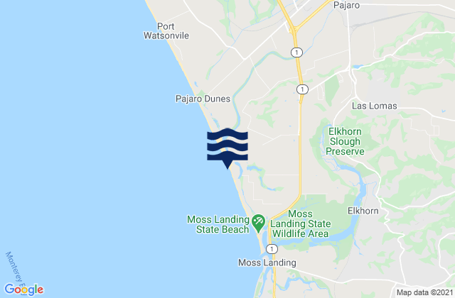 Karte der Gezeiten Zmudowski State Beach, United States
