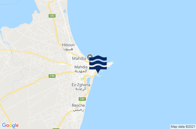 Karte der Gezeiten Zouila, Tunisia