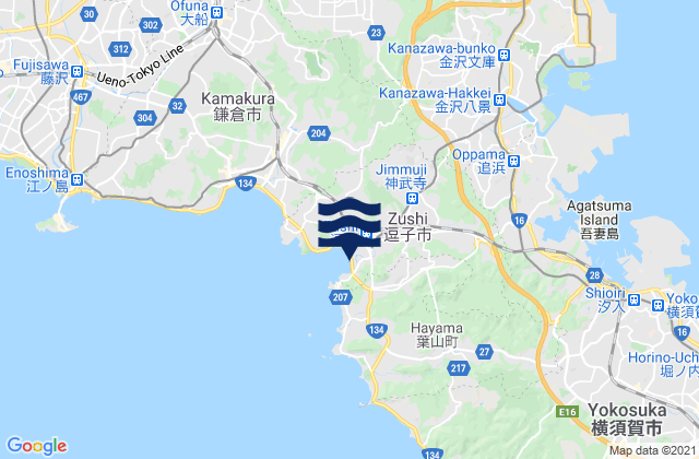 Karte der Gezeiten Zushi Shi, Japan