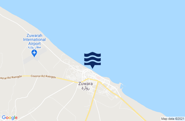 Karte der Gezeiten Zuwārah, Libya