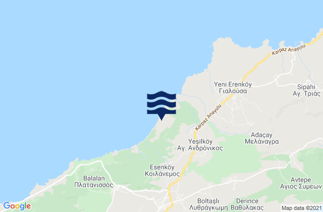 Karte der Gezeiten Ágios Andrónikos, Cyprus