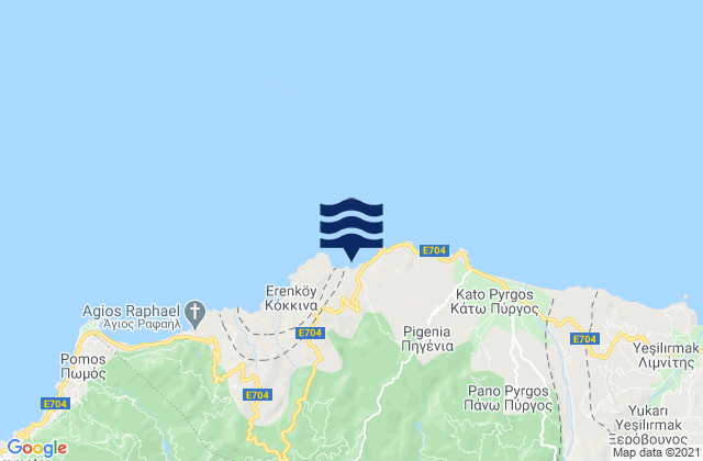 Karte der Gezeiten Ágios Theódoros, Cyprus