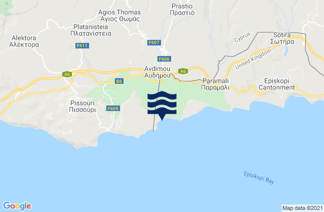Karte der Gezeiten Ágios Tomás, Cyprus