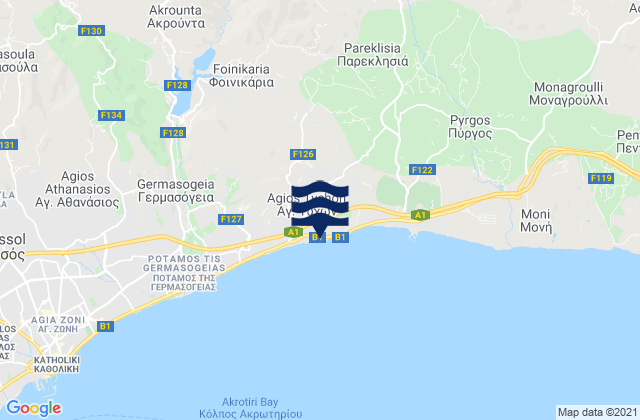 Karte der Gezeiten Ágios Týchon, Cyprus