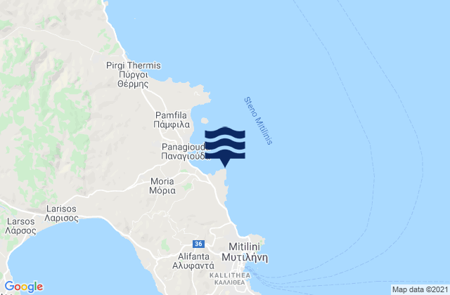 Karte der Gezeiten Ákra Asfalí, Greece