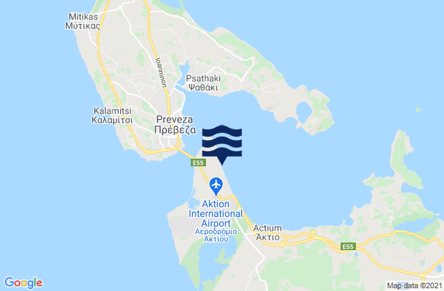 Karte der Gezeiten Áktion, Greece
