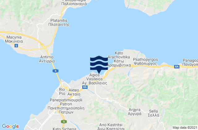 Karte der Gezeiten Áno Kastrítsi, Greece