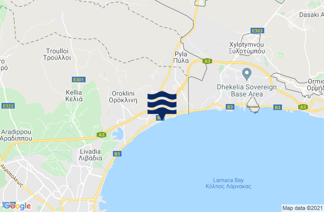 Karte der Gezeiten Ársos, Cyprus