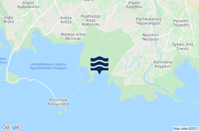 Karte der Gezeiten Árta, Greece