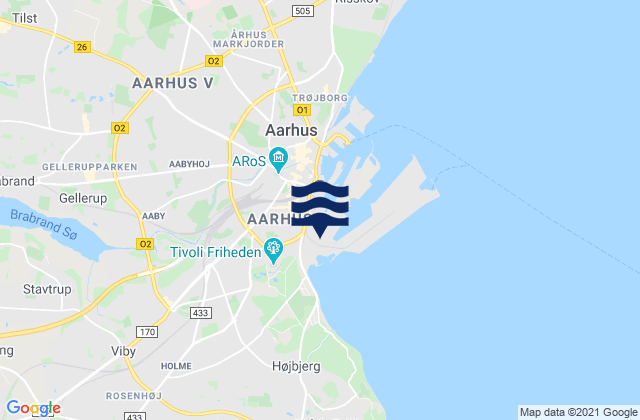 Karte der Gezeiten Århus Kommune, Denmark