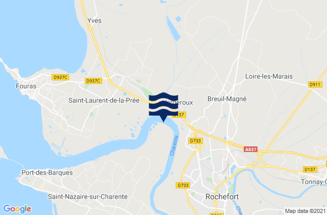 Karte der Gezeiten Échillais, France