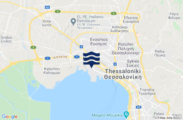 Karte der Gezeiten Évosmos, Greece