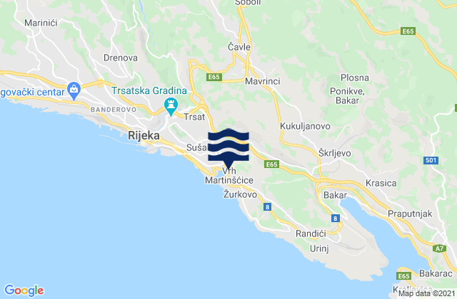 Karte der Gezeiten Čavle, Croatia