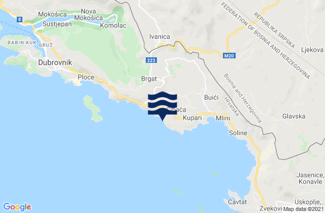 Karte der Gezeiten Čibača, Croatia
