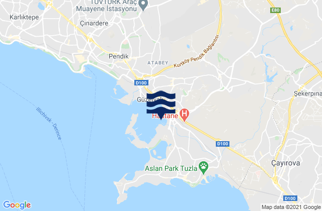 Karte der Gezeiten İçmeler, Turkey