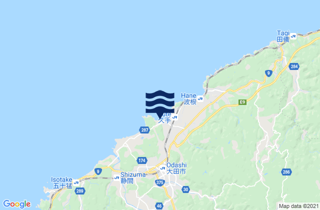 Karte der Gezeiten Ōdachō-ōda, Japan
