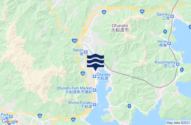 Karte der Gezeiten Ōfunato-shi, Japan