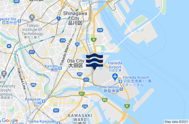 Karte der Gezeiten Ōta-ku, Japan