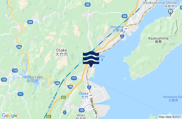 Karte der Gezeiten Ōtake-shi, Japan