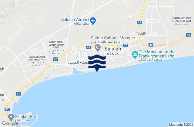 Karte der Gezeiten Şalālah, Oman