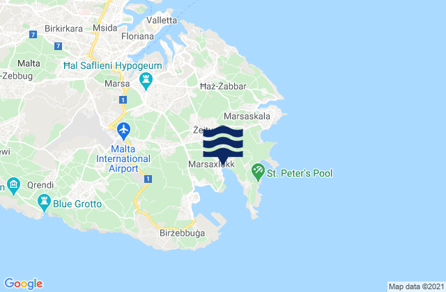 Karte der Gezeiten Żejtun, Malta