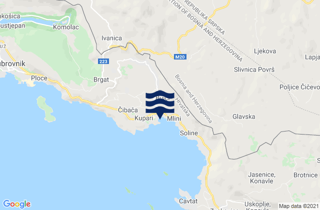 Karte der Gezeiten Župa dubrovačka, Croatia