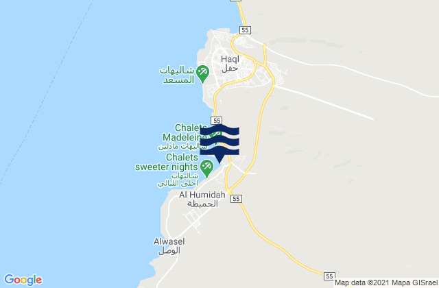 Karte der Gezeiten Ḩaql, Saudi Arabia